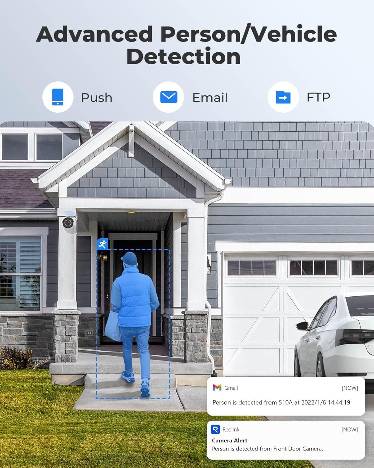 Outdoor Indoor 5MP PoE Camera Person Vehicle Detection 100ft Night Vision
