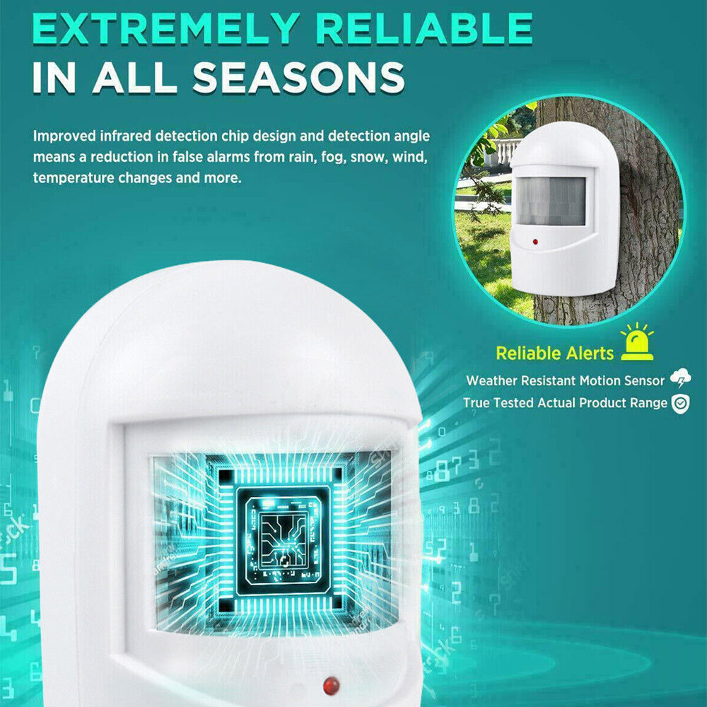 Wireless PIR Motion Sensor System Driveway Garage Security Alarm Alert Indoor US