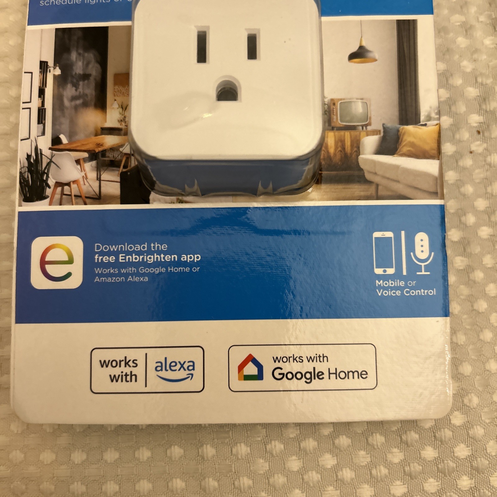 New – Enbrighten Smart Plug Single-Outlet Wi-Fi – 2.4GHz – Mobile Voice Control