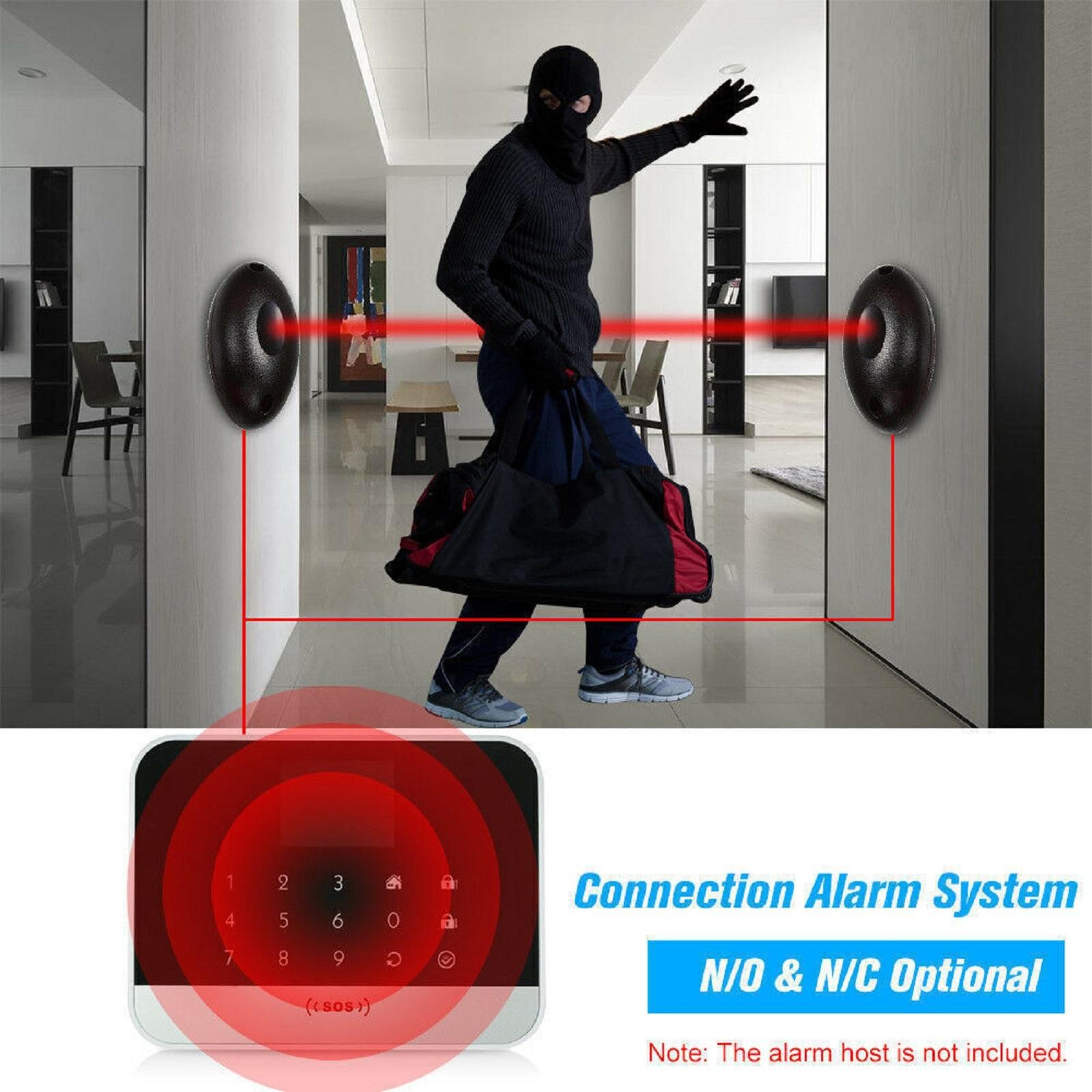 20m Single Beam Alarm Photoelectric Infrared Detector Alarm Home Security A
