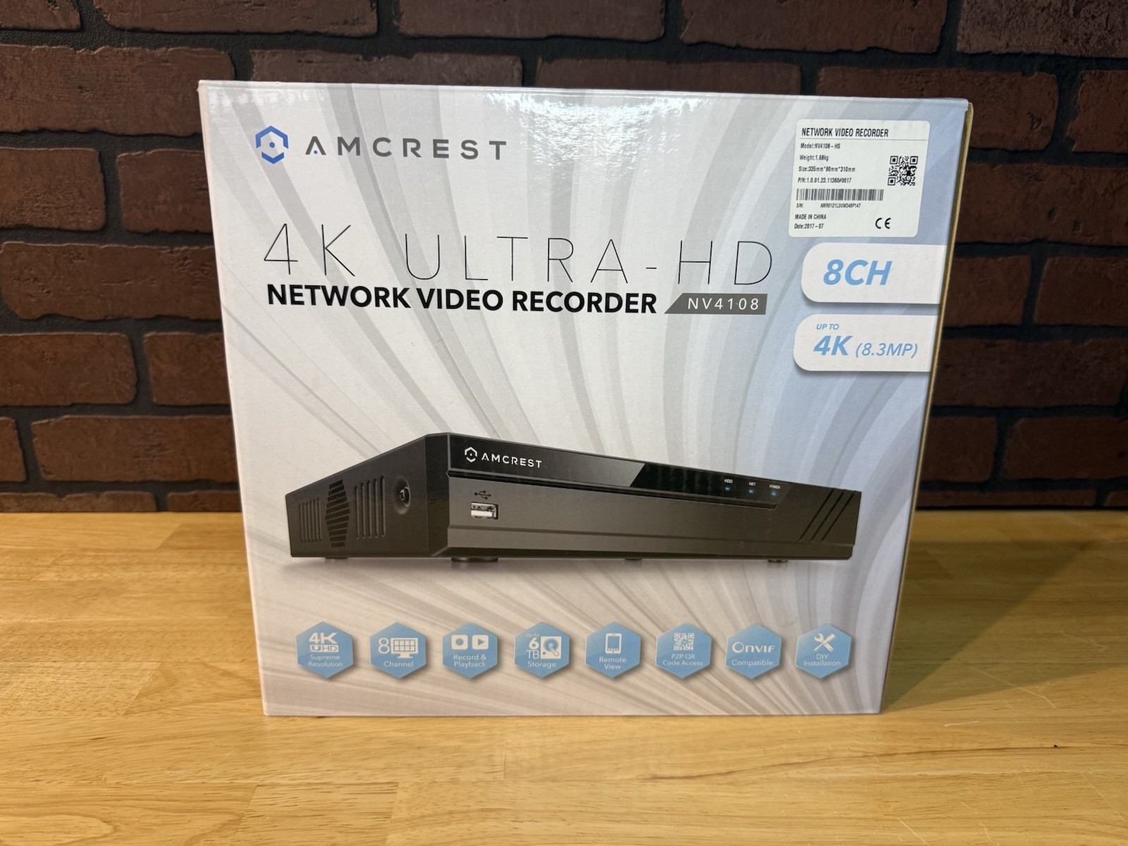 Amcrest NV4108-HS 4K NVR (8CH 1080p/3MP/4MP/5MP/6MP/8MP) (No WiFi) Open Box