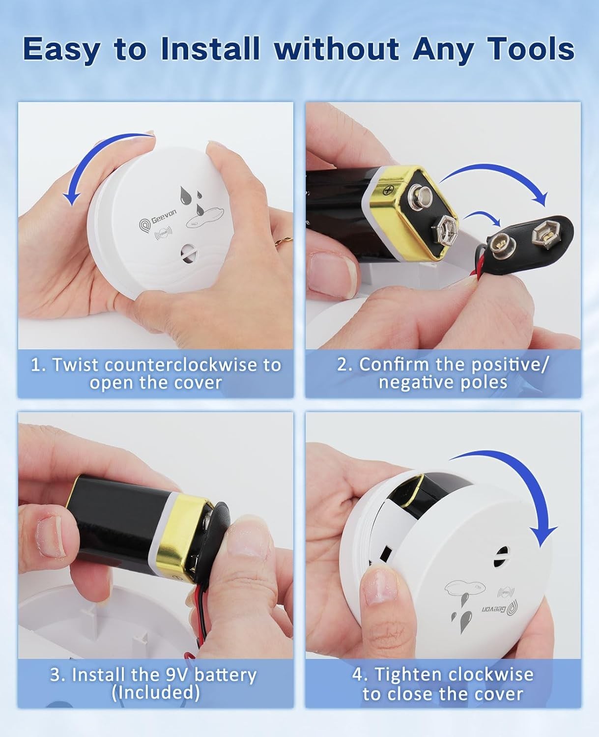 Effortless Water Leak Detection – 2 Pack 100dB Alarms with 9V Batteries Included