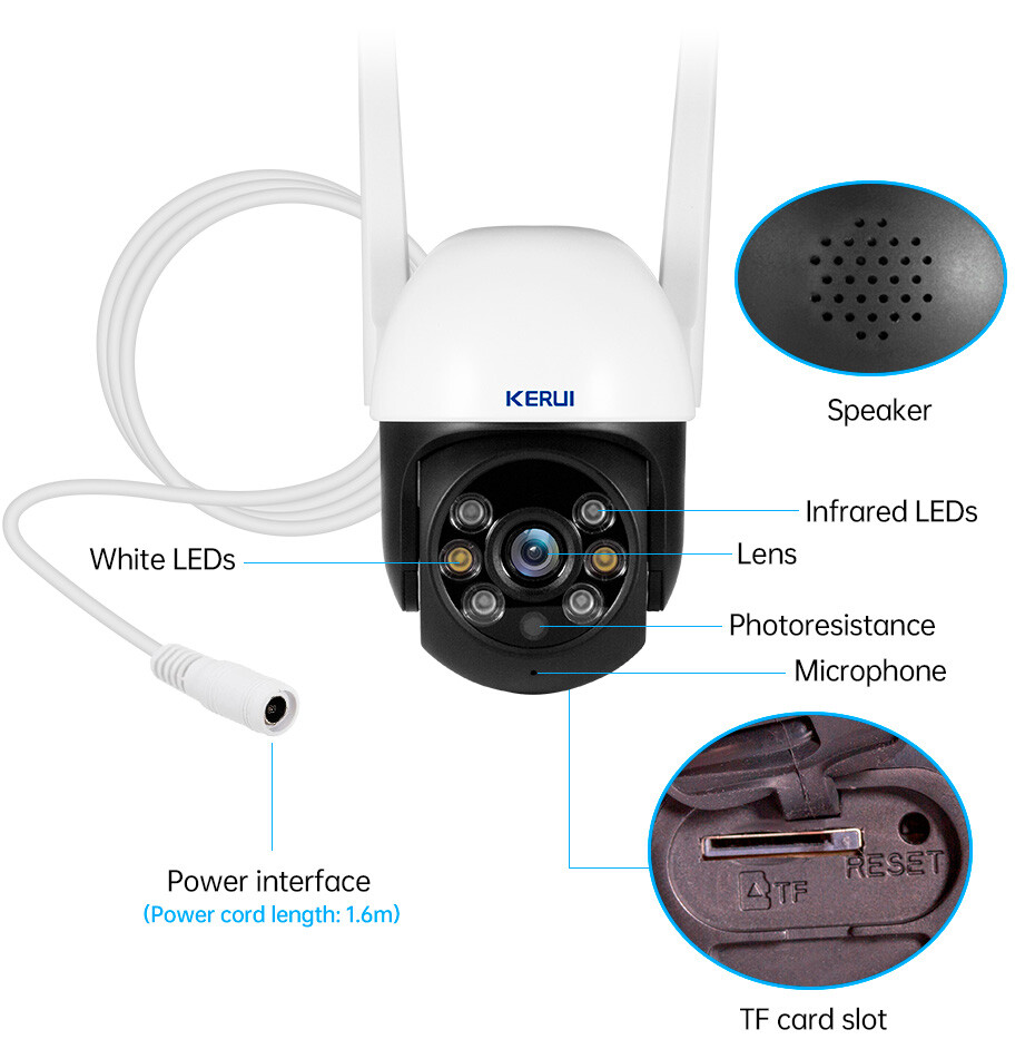 KERUI 5MP 8MP 4K PTZ WiFi IP Wireless Camera Tuya Smart Outdoor Home Security US