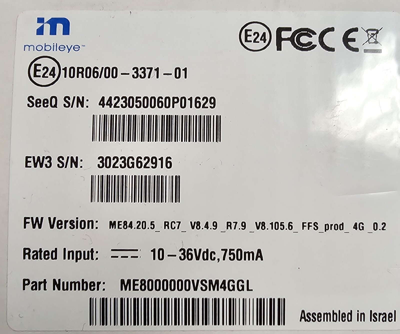 Mobileye 8 Fleet Vehicle Electronics Kit ME8000000VSM4GGL PAC00NAMODEM4GGL
