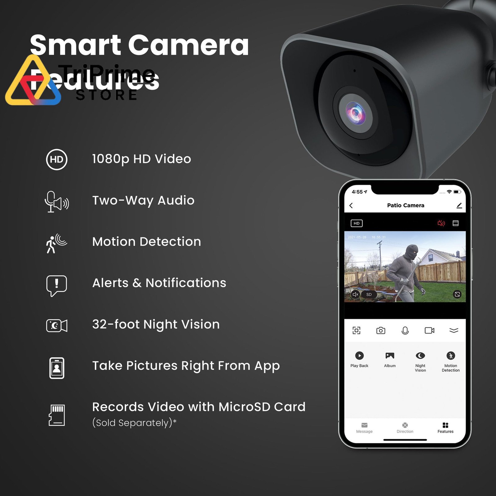 Feit Electric CAM/WM/WiFi 1080p HD Outdoor WiFi 1 Count (Pack of 1), Black