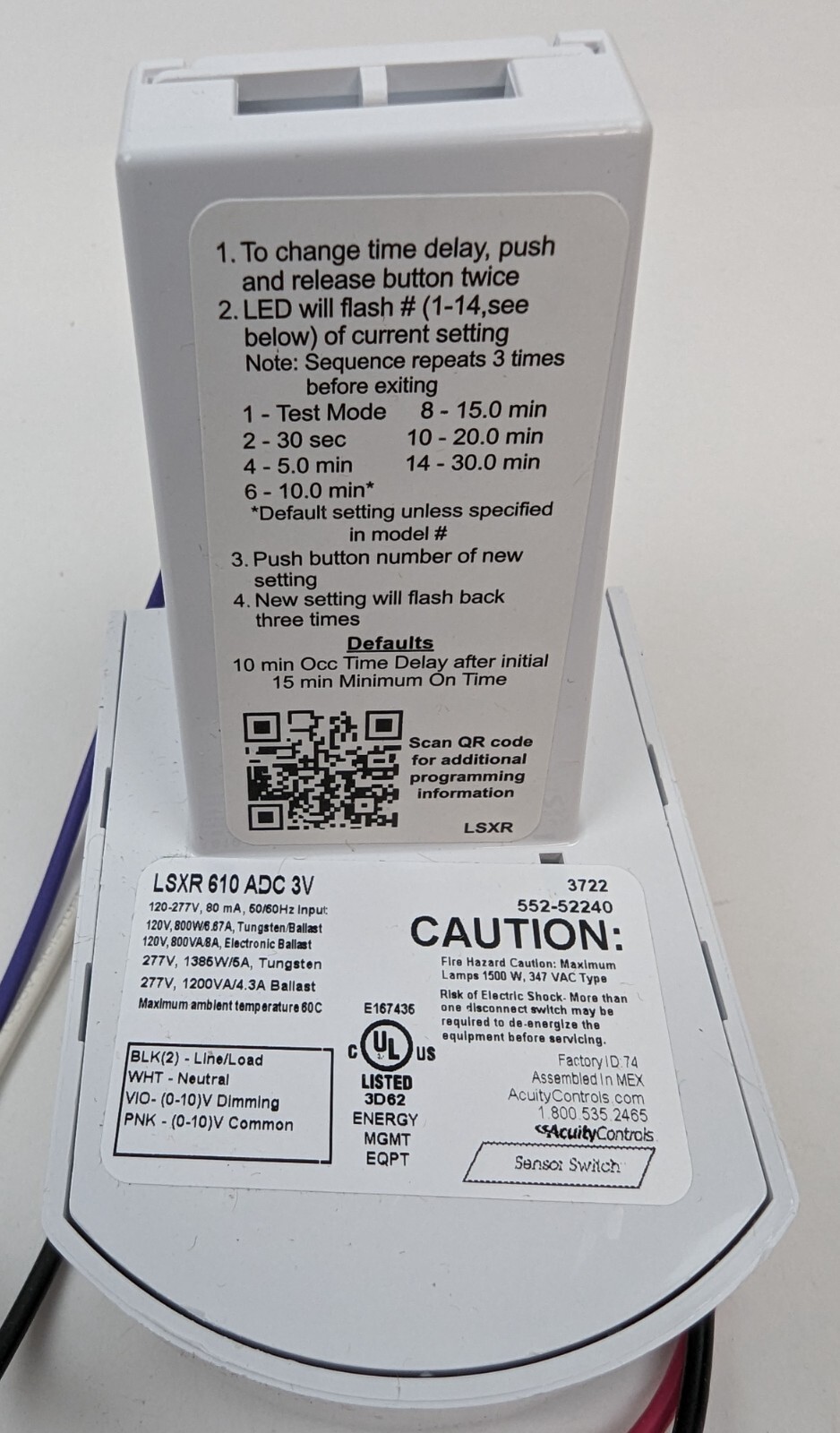Acuity LSXR 610 ADC 3V Sensor Switch Occupancy Sensor 360 Degree Fixture Mount