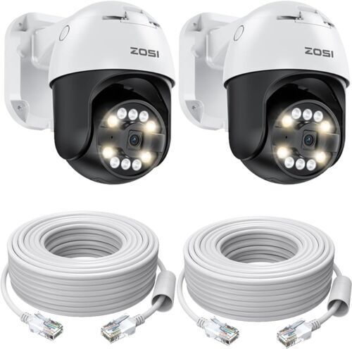 ZOSI 2Pack C296 4K 8MP PoE IP Pan/Tilt Add-on Security Camera Outdoor With Cable