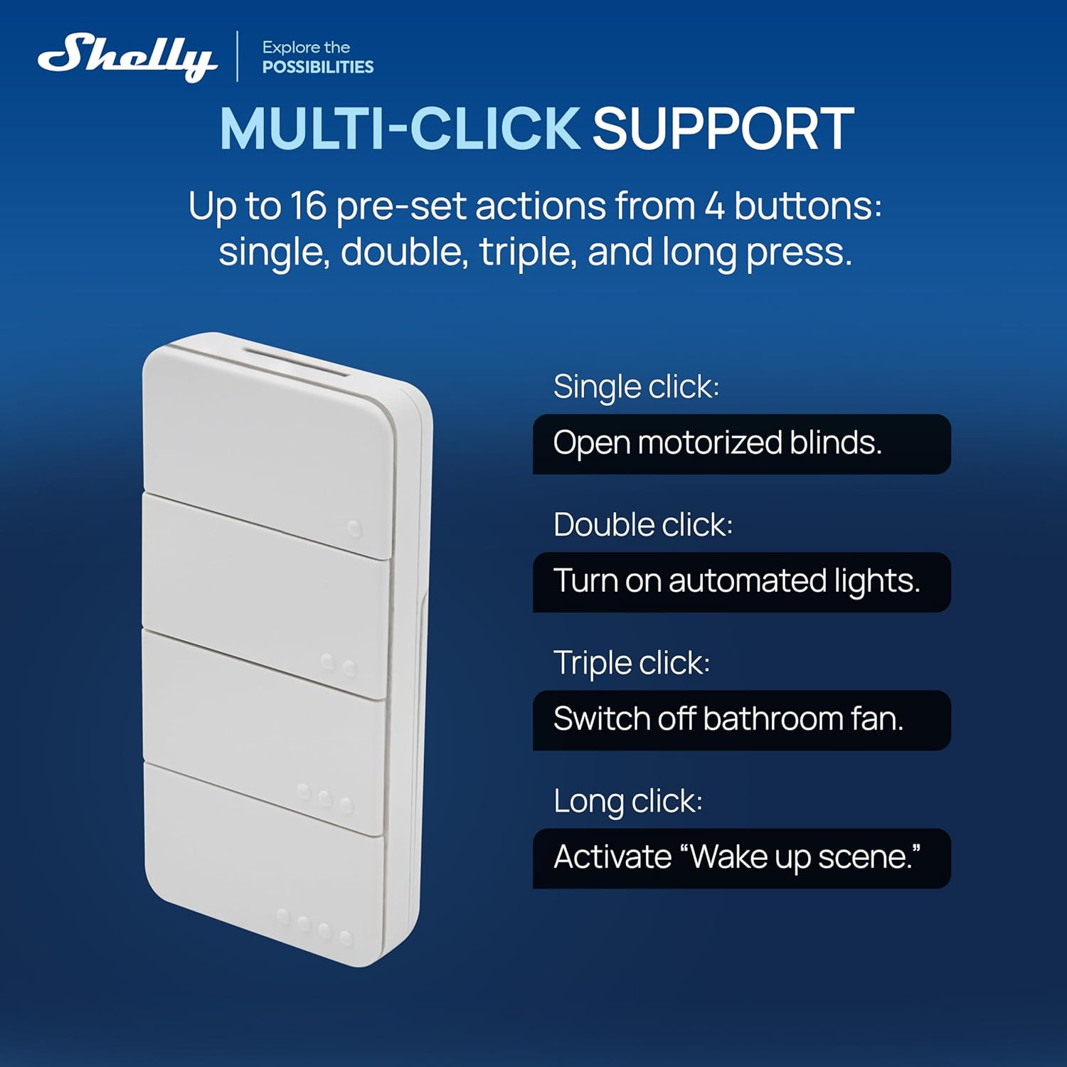 BLU RC Button 4 ZB Smart Bluetooth Zigbee-Operated 4 Button Remote Controller