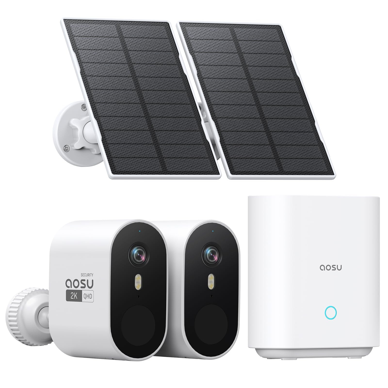 aosu Solar Security Cameras Wireless Outdoor, 2-Cam Kit, 2K QHD Home 2 PACK