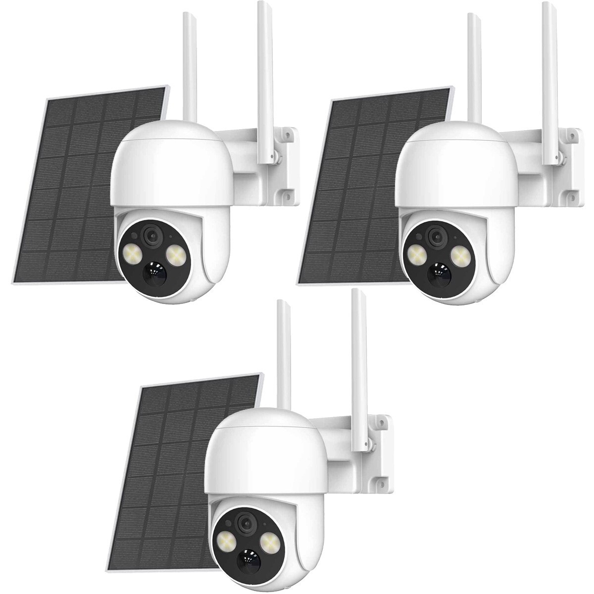3PK 4MP Solar Battery Powered Wireless Security Camera System 360°+Solar Panel