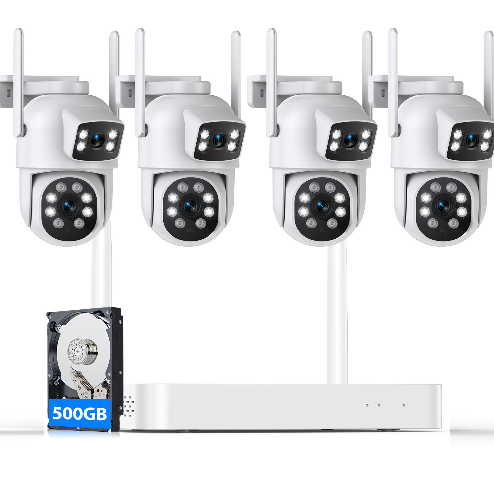 Wireless Home & Business Security Camera System Dual Lens PTZ 1 / 4 / 8 Pack Lot