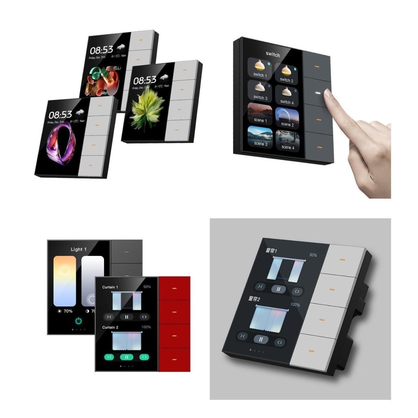 Customizable Smart Wall Switch with Responsive Touch Screen for Home Use