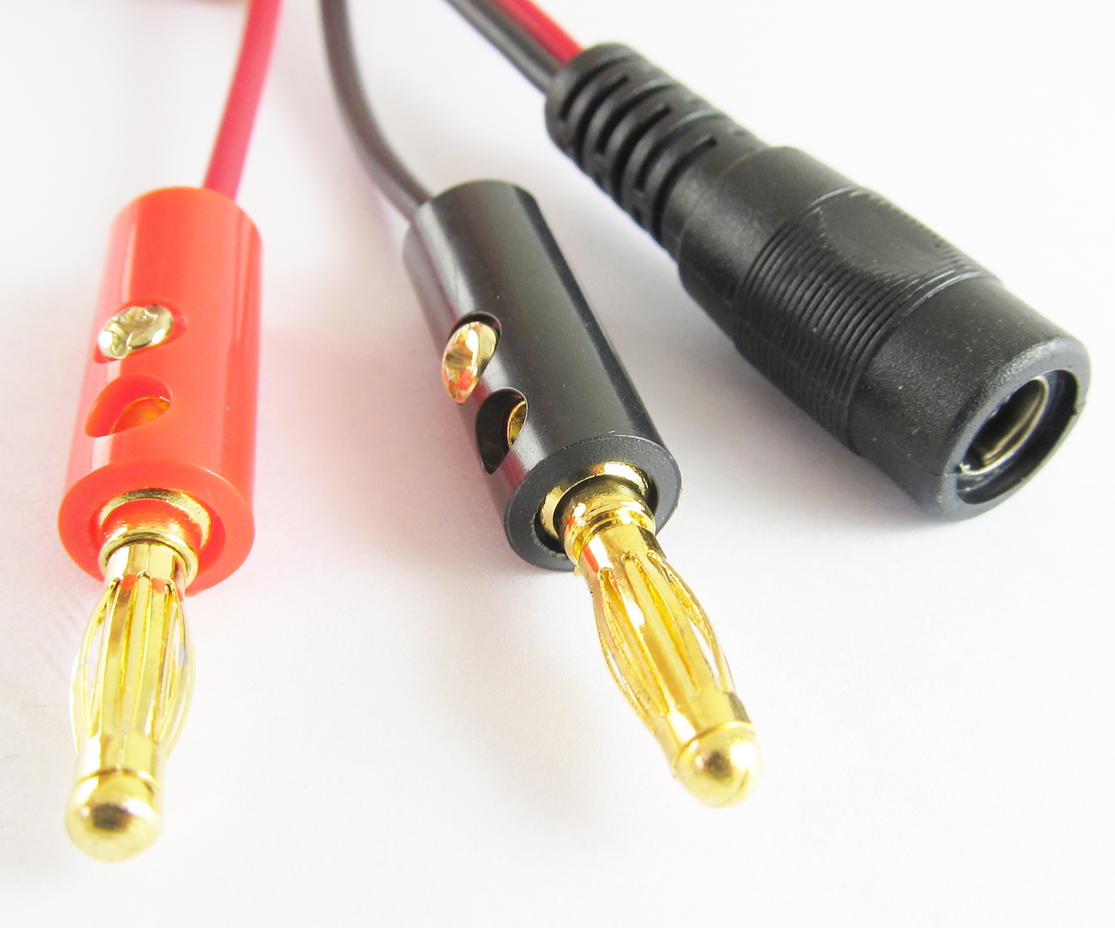 100sets 0.3m Gold Plated 4mm Banana Plug to 2.1×5.5mm DC Female DC Power Cable