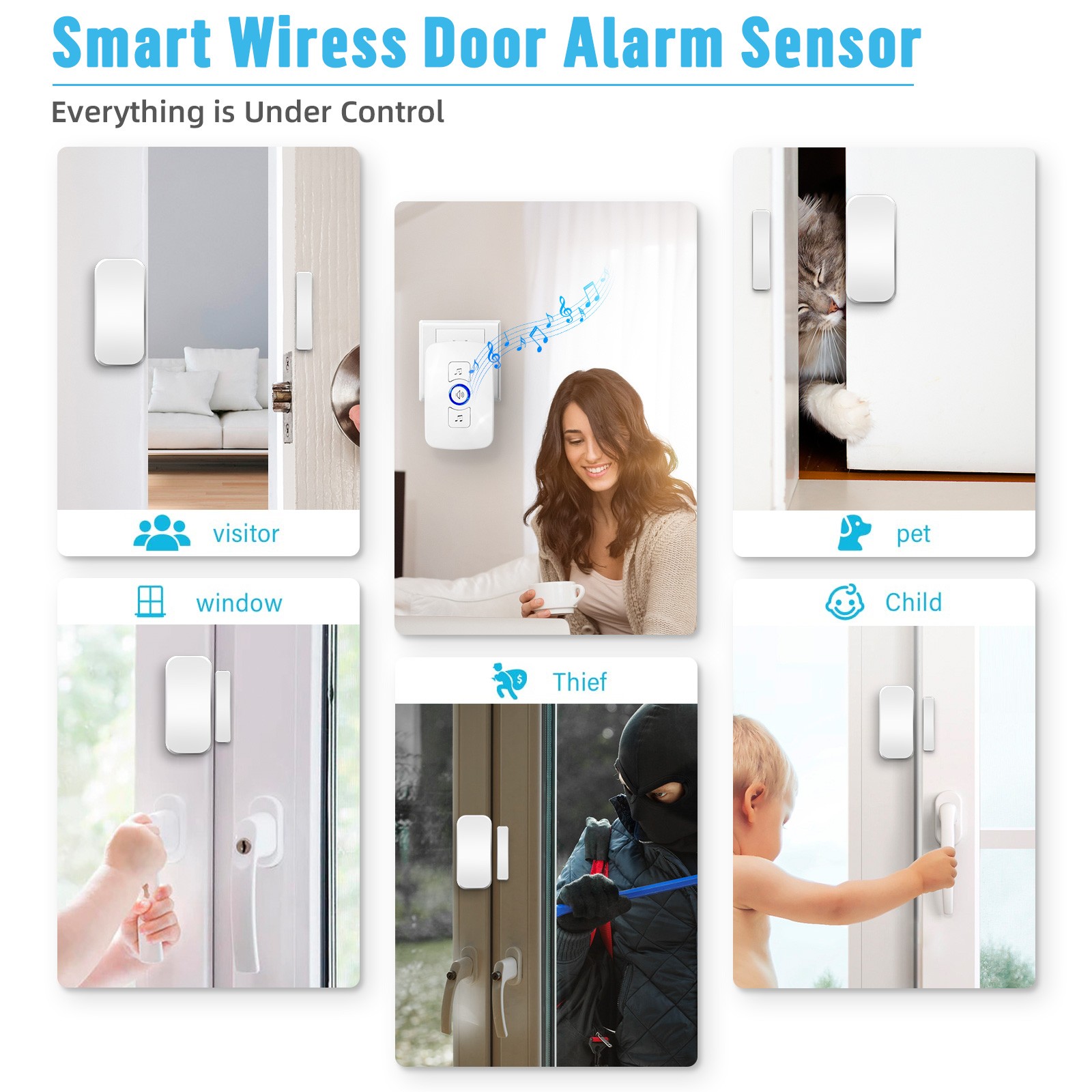 Easy Install Infrared Motion Sensor Alarm Kit 500Ft 32 Chimes 4 Volume Control