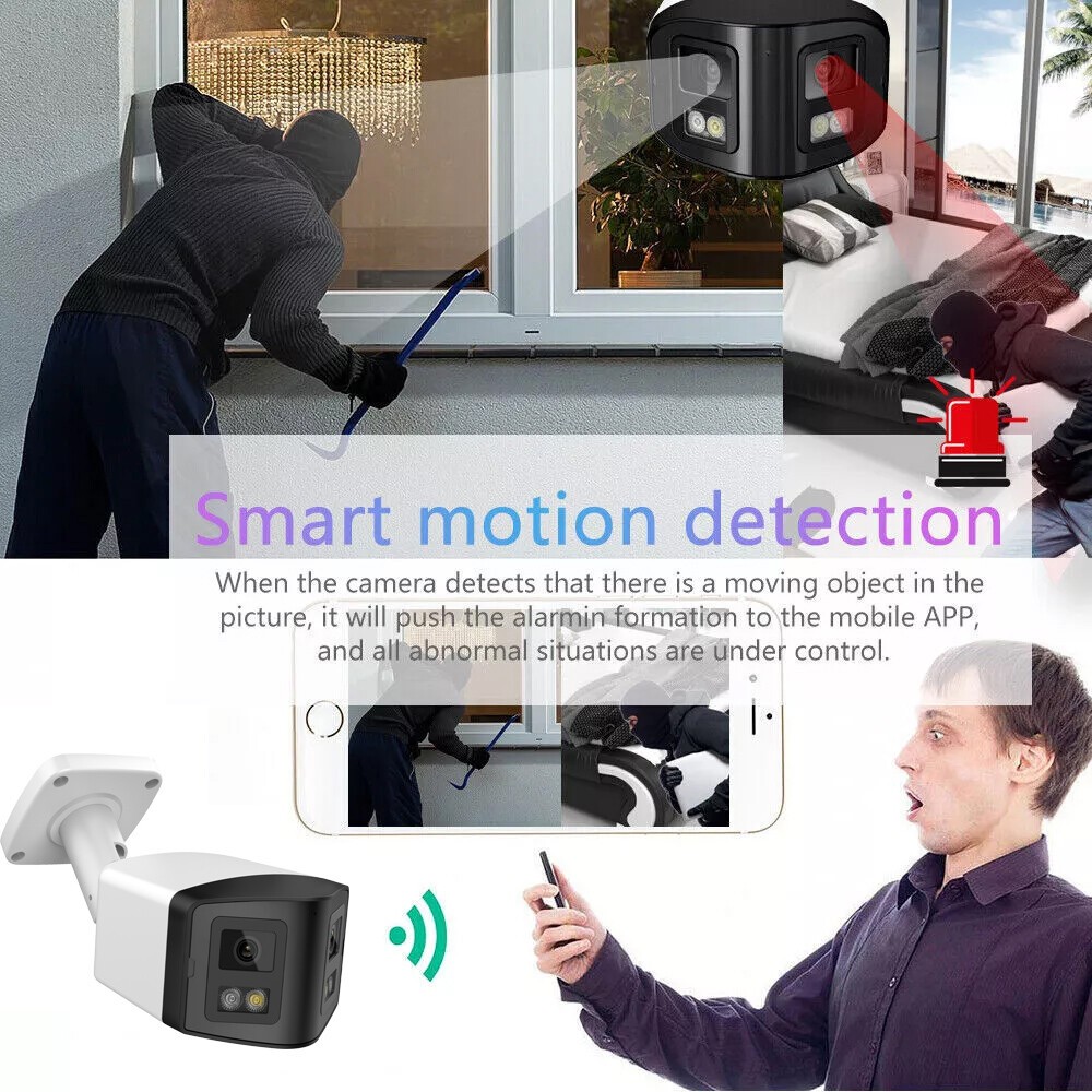 Vikylin 4MP Dual-Lens 180° Panoramic Dual Light Full Color IP Camera 2-Way Audio