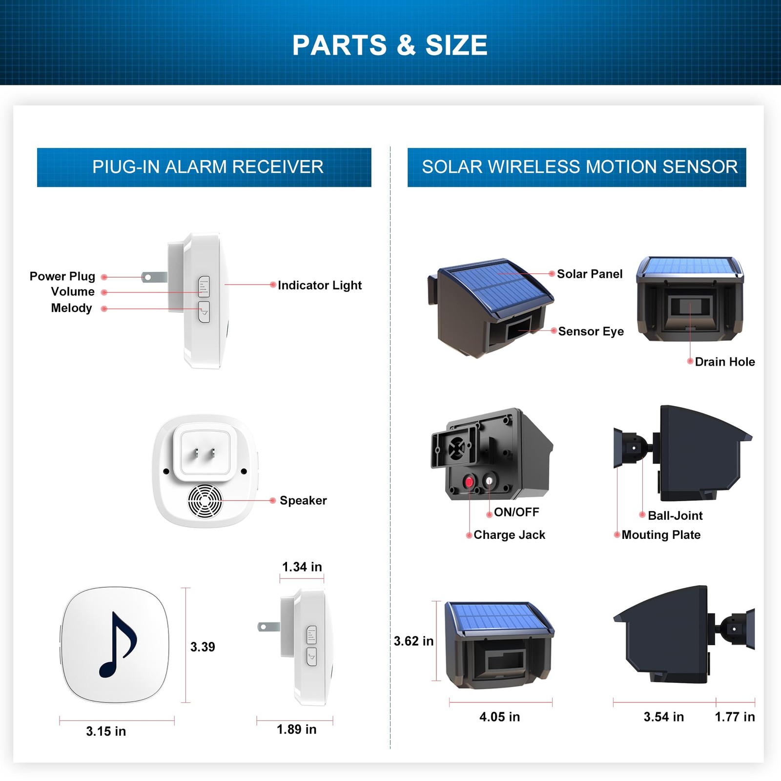 Solar Wireless Driveway Alarm System-1/4 Mile Long Transmission Range-Solar P…