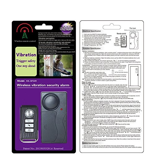 Wireless Vibration Alarm, Anti-Theft for Bike/Car/Door, 110db Loud, Remote Co
