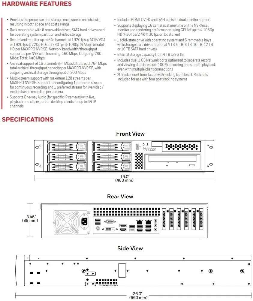Honeywell MAXPRO NVR SE (Rev. D) 32-Channel NVR w/ 4TB HDD (HNMSE32D04T)