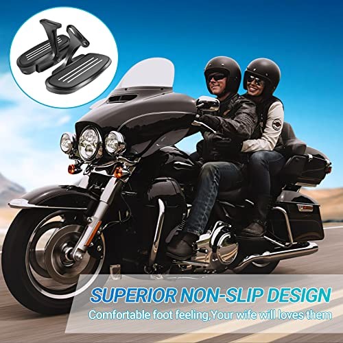 Motorcycle Passenger Floorboards – Black Streamline Footboards With Mount black