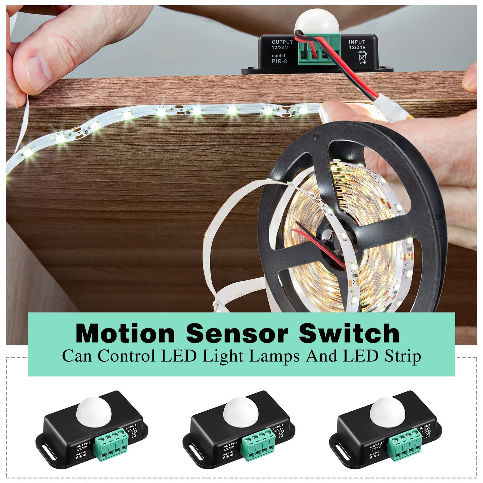 6 Pack PIR Motion Sensor LED Light Switch – 12V/24V Infrared Detector with Timer