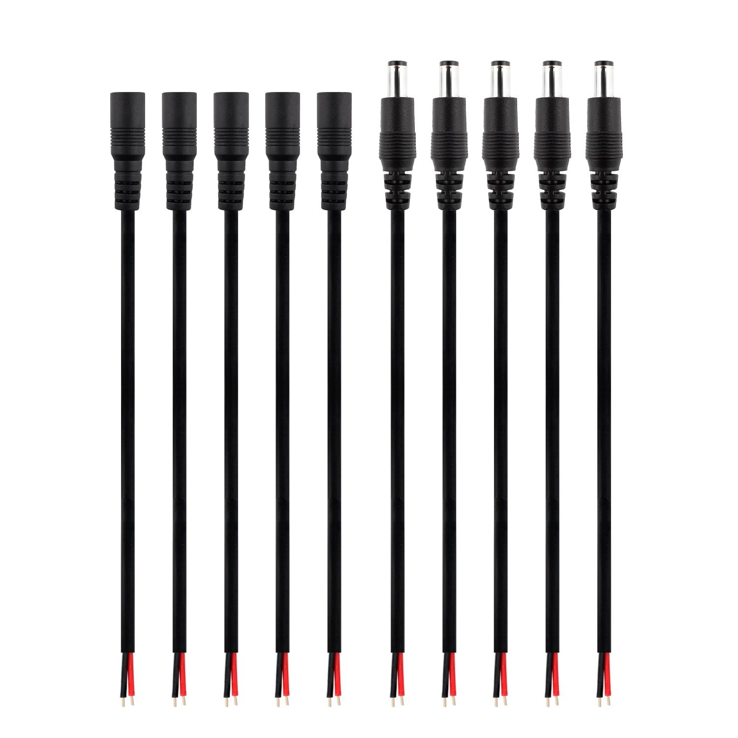 DC Barrel Power Plug Pigtail Cable Male Female Connector Set