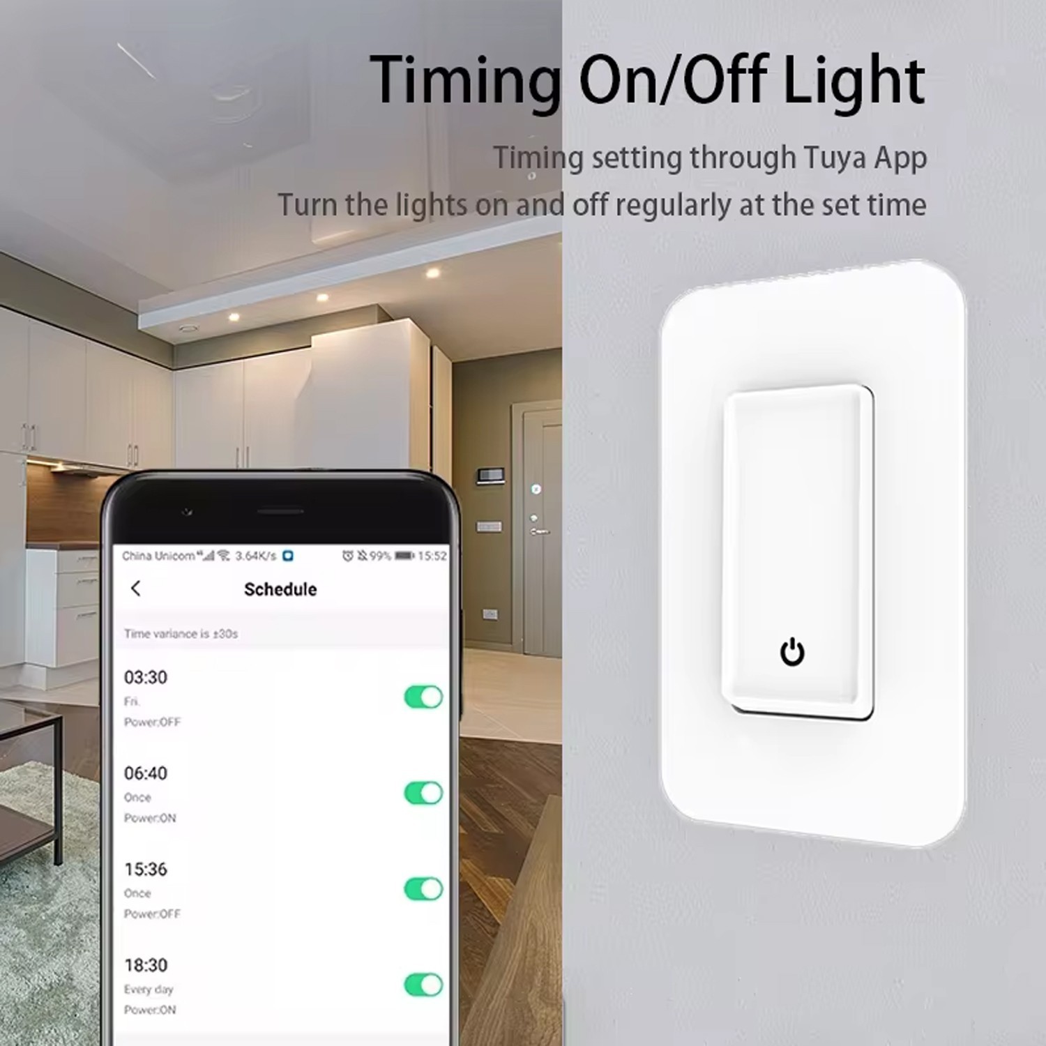 Smart Wall Light Switch 3-Way + Single Pole, 2.4GHz WiFi, Alexa/Google