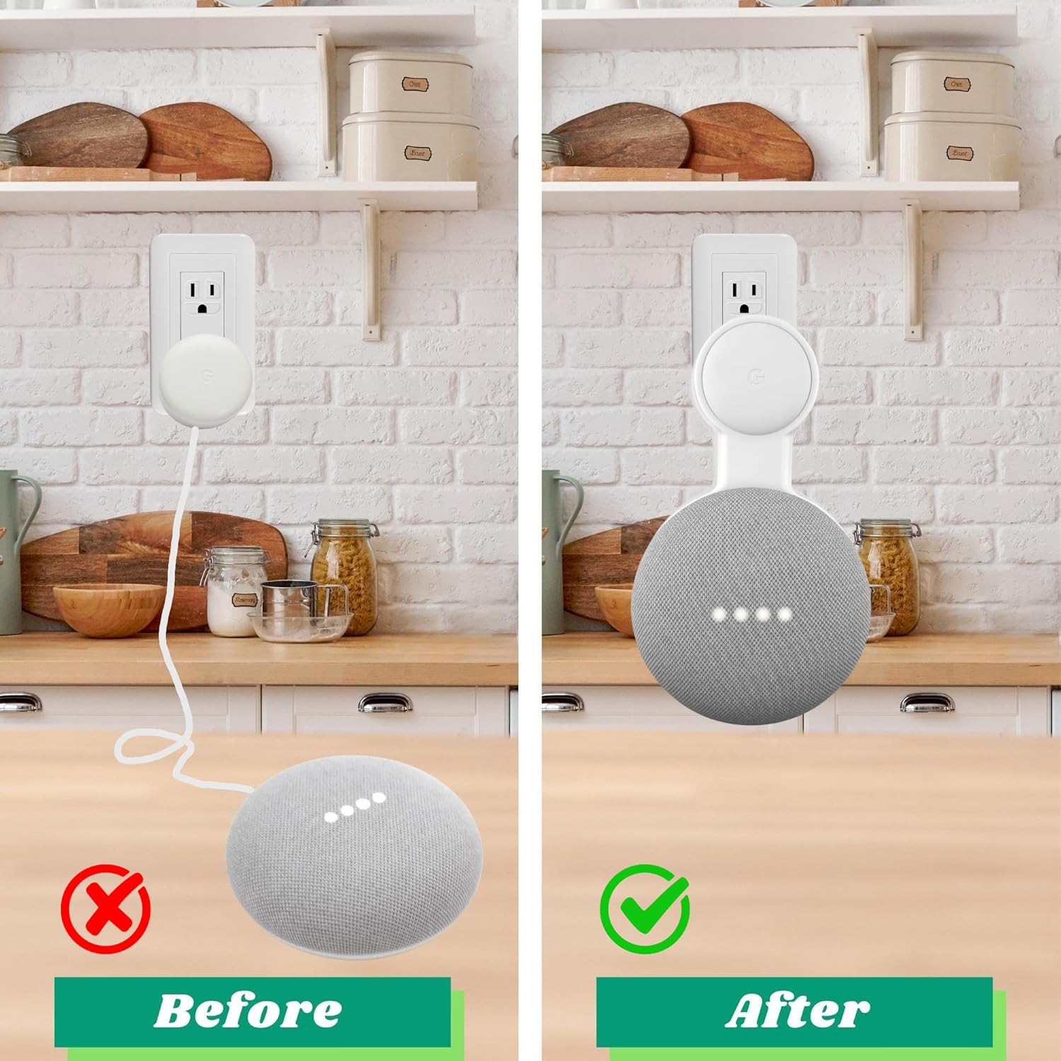 Outlet Wall Mount Holder for Google Nest Mini and Google Home Mini, a Space-Savi