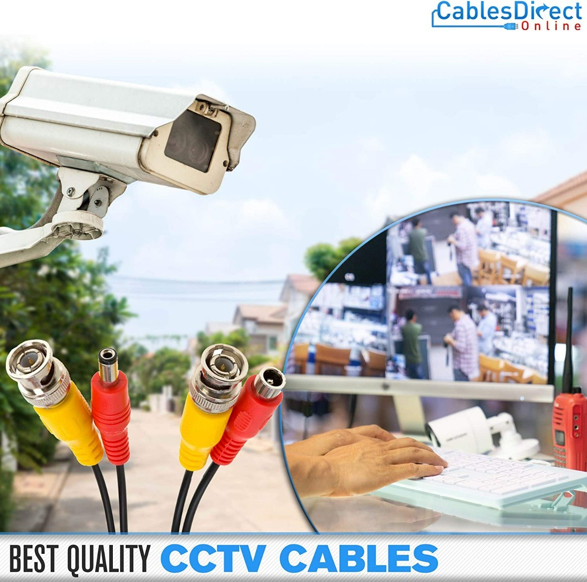 10M BNC Monitoring Cable White for PC Laptop (White)