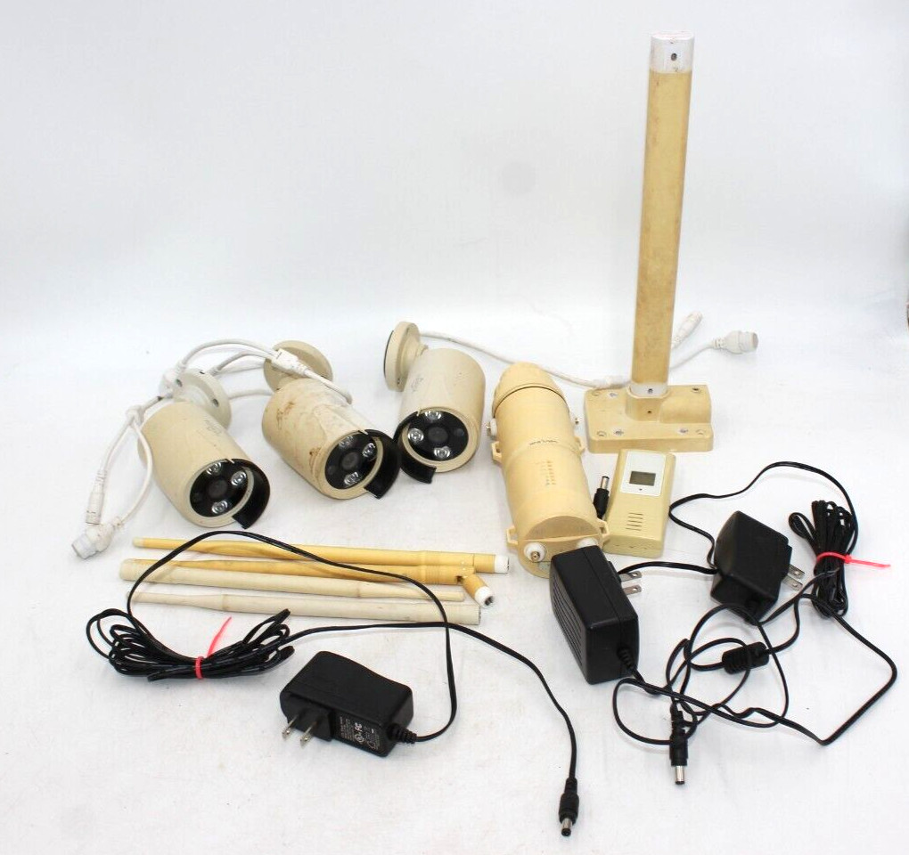 Hiseeu Wireless Security System w/ 3 Cameras Wavlink UNTESTED Antennas Repeater