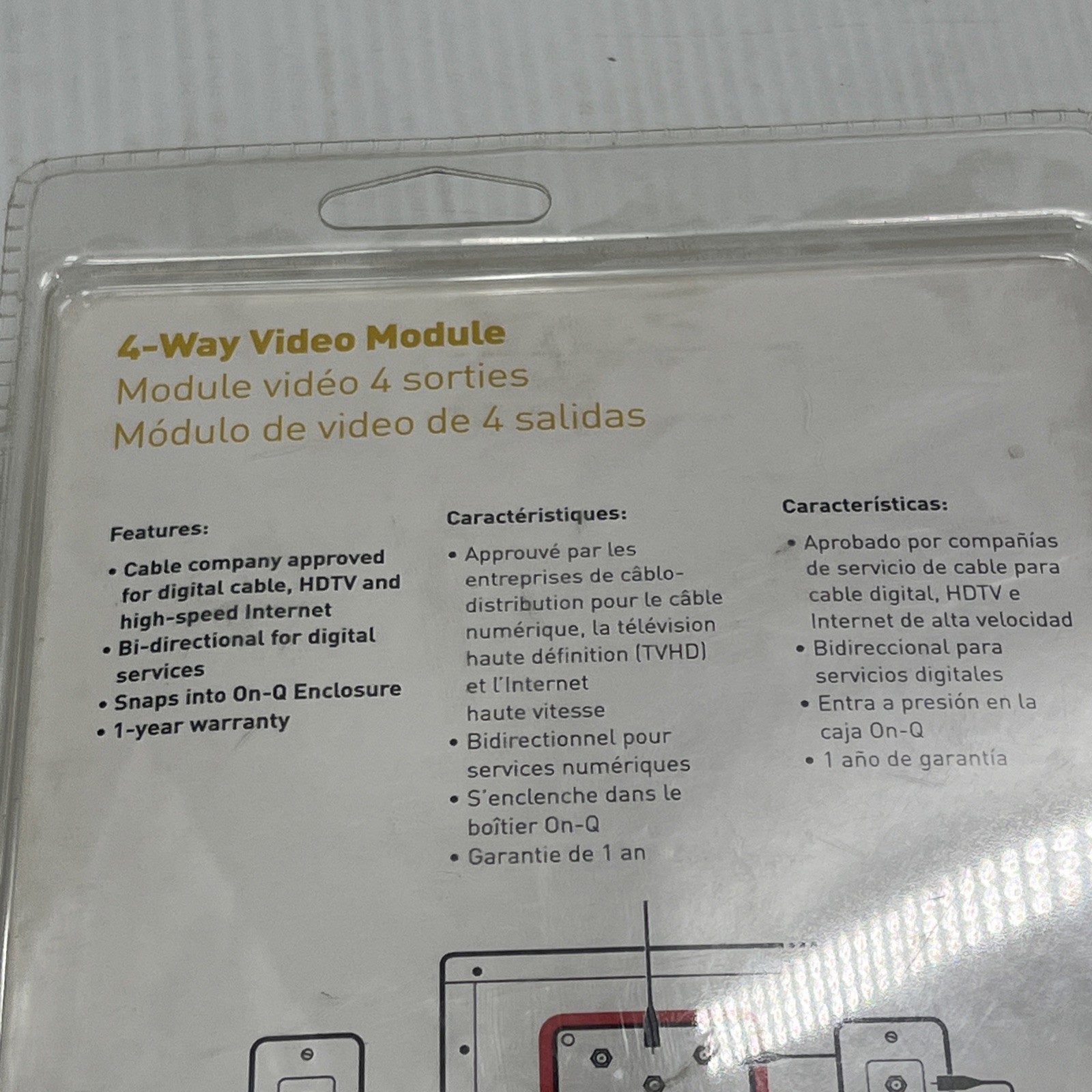 On-Q 4-Way Video Module Splitter 1-in/4-out cable/broadcast TV RF. {2}.