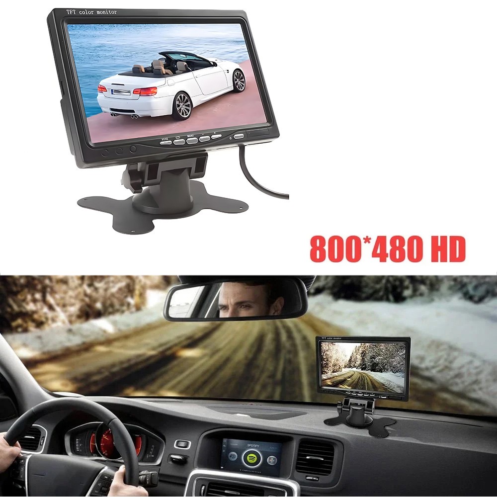 Headrest display 7-inch TFT LCD car monitor supports 4-channel video input