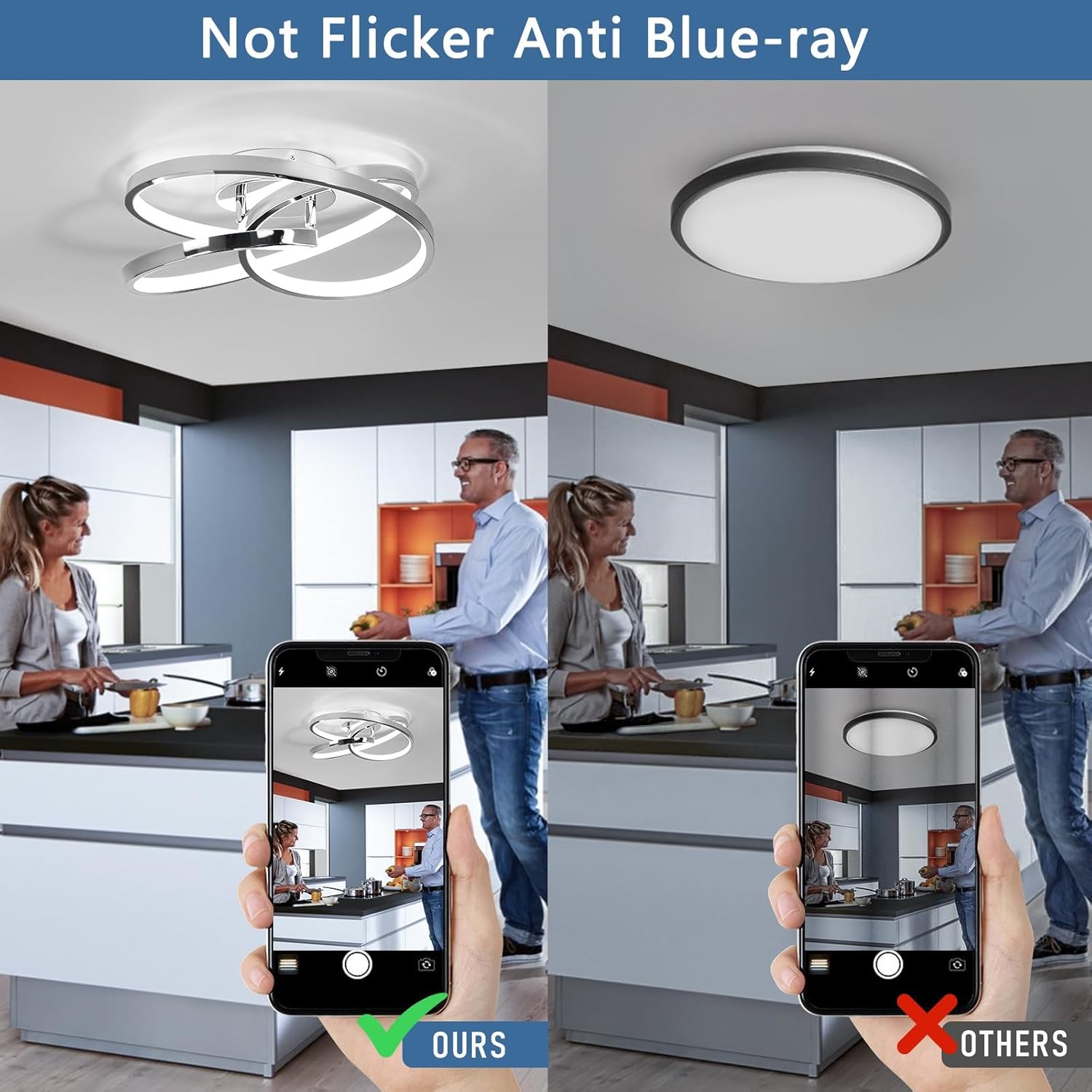 LED Ceiling Light Fixtures,36W Flush Mount Modern Chrome, 6000K