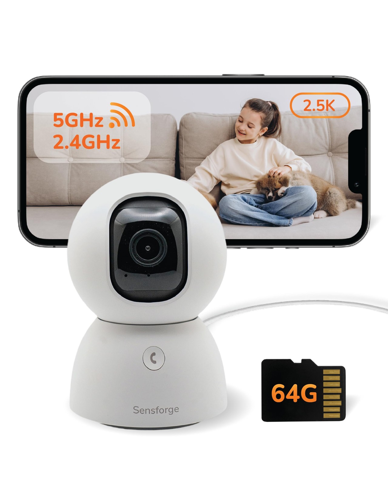 2,5K Indoor Pan-Tilt Dome Security Camera 360 AI Human Pet Detection WiFi
