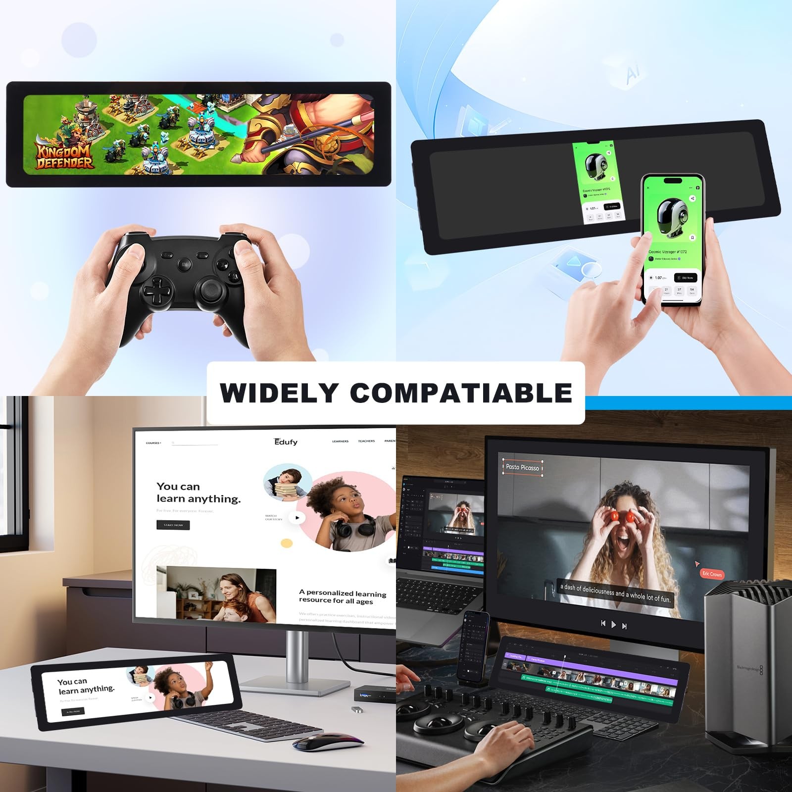 Geeekpi 11.26 Inch 1920X440 Hdmi Lcd Capacitive Touch Screen For Raspberry Pi