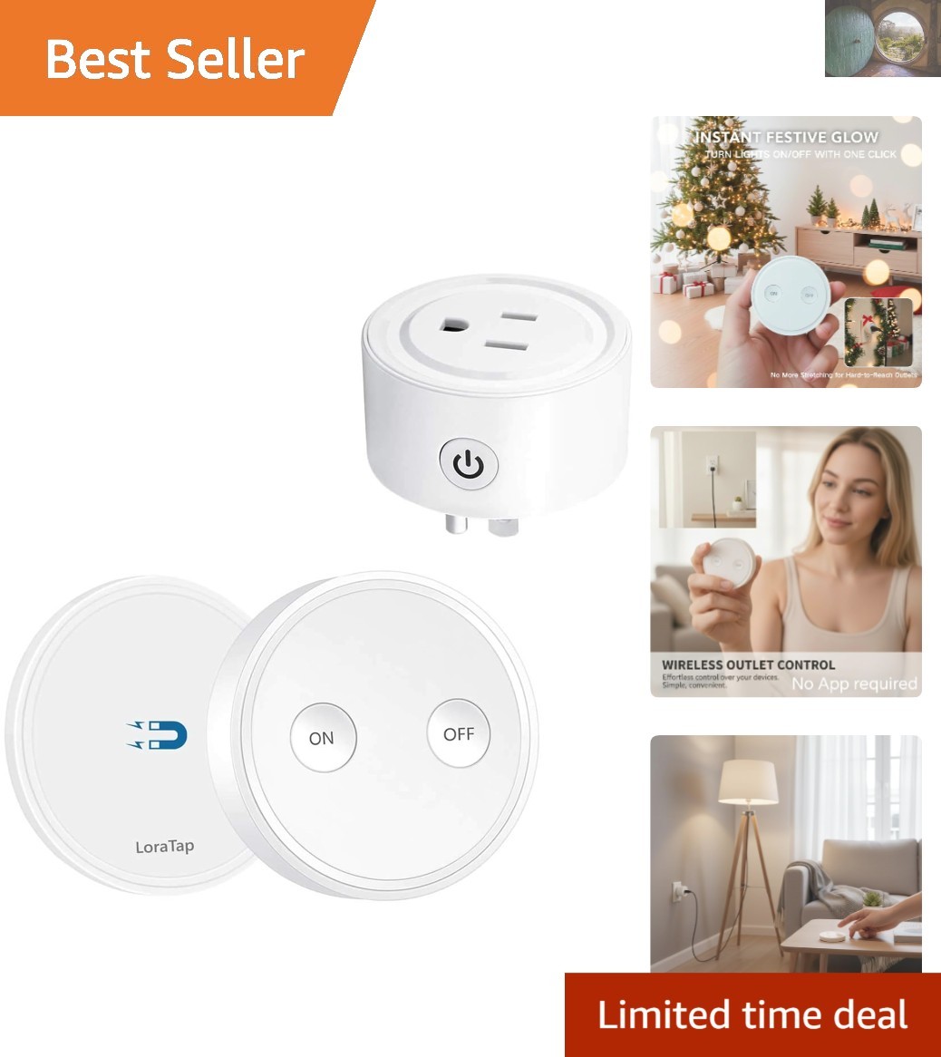 Compact Remote Control Outlet – 10A/1100W, 656ft Wireless Range, No Hub Needed