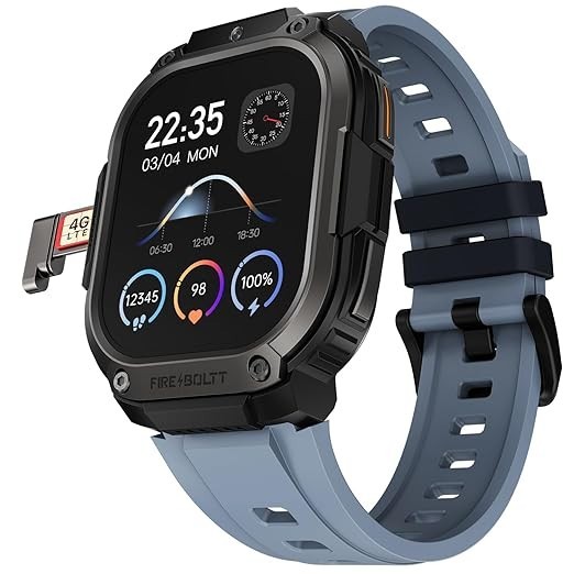 Fire-Boltt Clickk 54.1mm Smart Watch, Selfie Camera, 4G Nano-SIM 2GB/16GB 1000mA