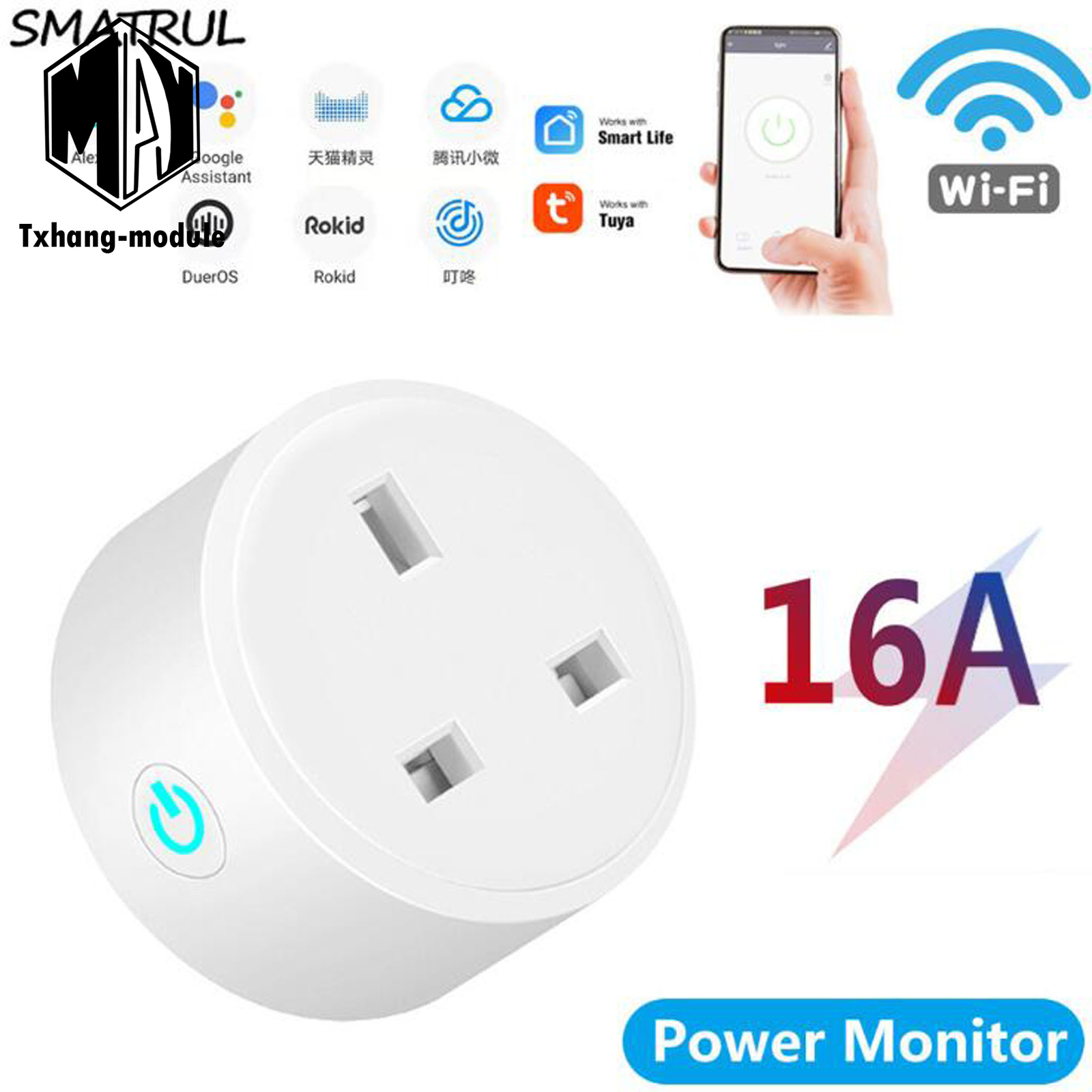 Smart Wifi Switch Socket Outlet fit with Alexa Echo GoogleAssistant A2TM