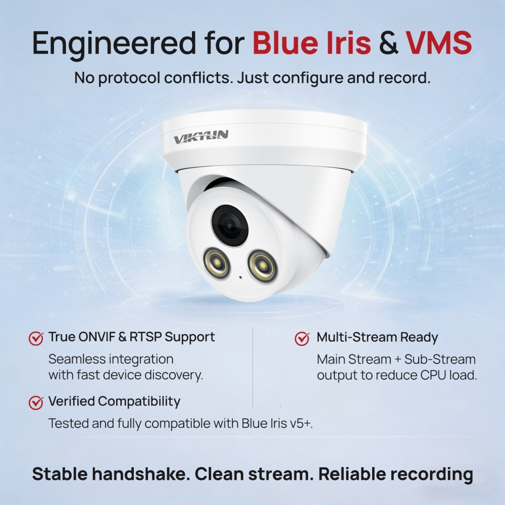 Vikylin 5MP Full Color Night Vision PoE IP Camera Outdoor with Audio Metal 2.8mm