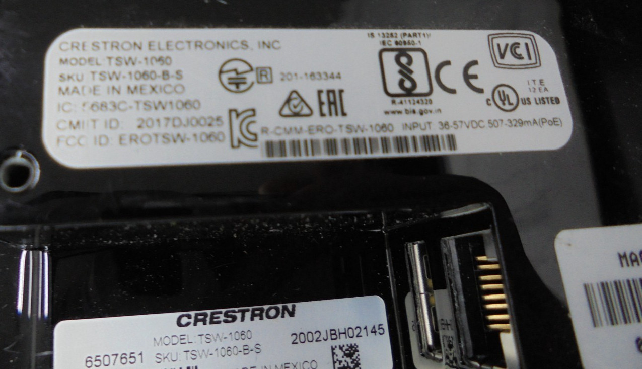 Crestron TSW-1060 10.1” Touch Screen Room Control Panel
