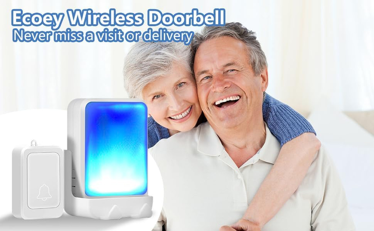Loud Flash Doorbell with 7 Colors of Bright Light and 4 Volumes, Wireless Doorbe