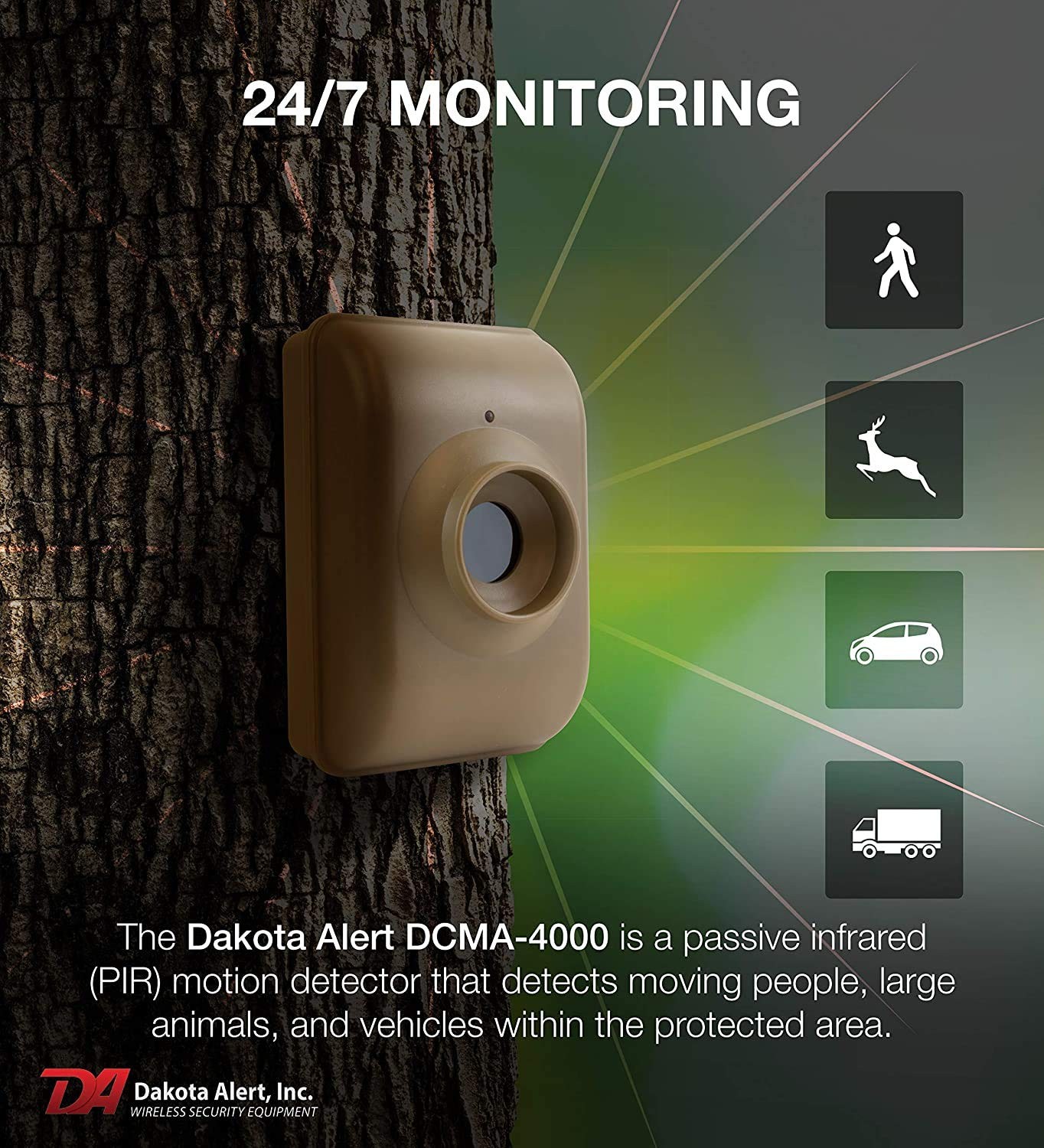 Wireless Driveway Motion Detector 1 Mile Alarm PIR Outdoor Sensor DCMA–4000