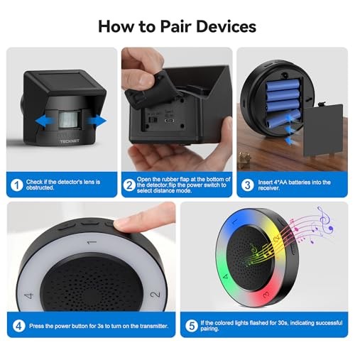 Solar Wireless Driveway Alarm with 2600FT 1 Carbon Black Receiver and 2 Sensor
