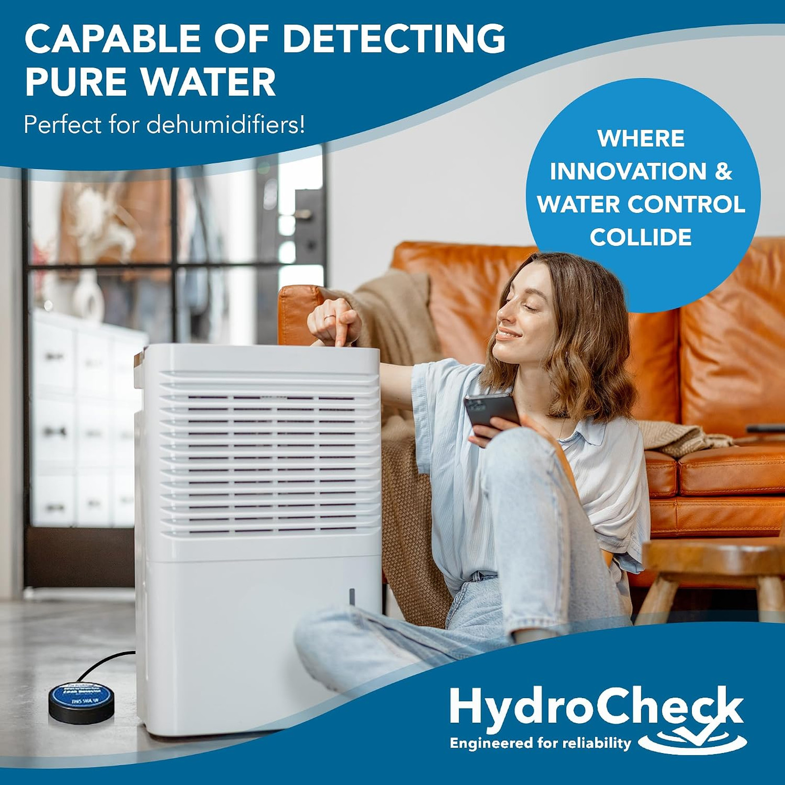 Water Leak Detector Alarm, Smart Water Sensor for Home Basements, Automatic