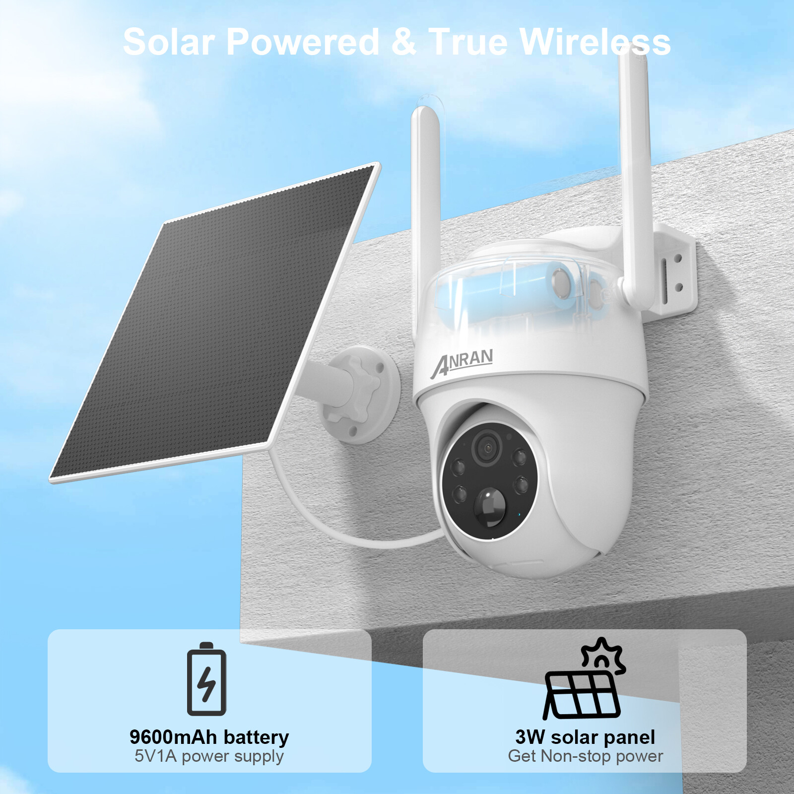 4G LTE Security Camera 3MP No WIFI 360° Pan-Tilt With 32G SD Card Solar Powered
