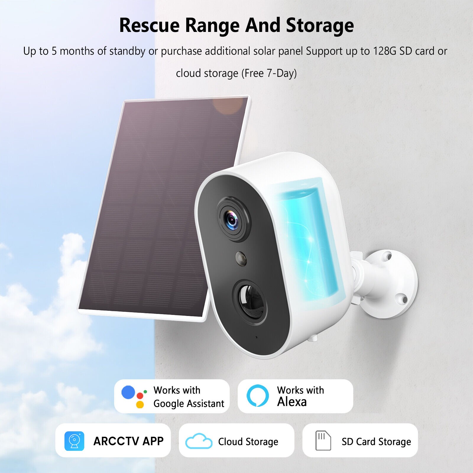 ARCCTV 4MP Solar Battery Powered WiFi Security Camera Home Outdoor Wireless CCTV