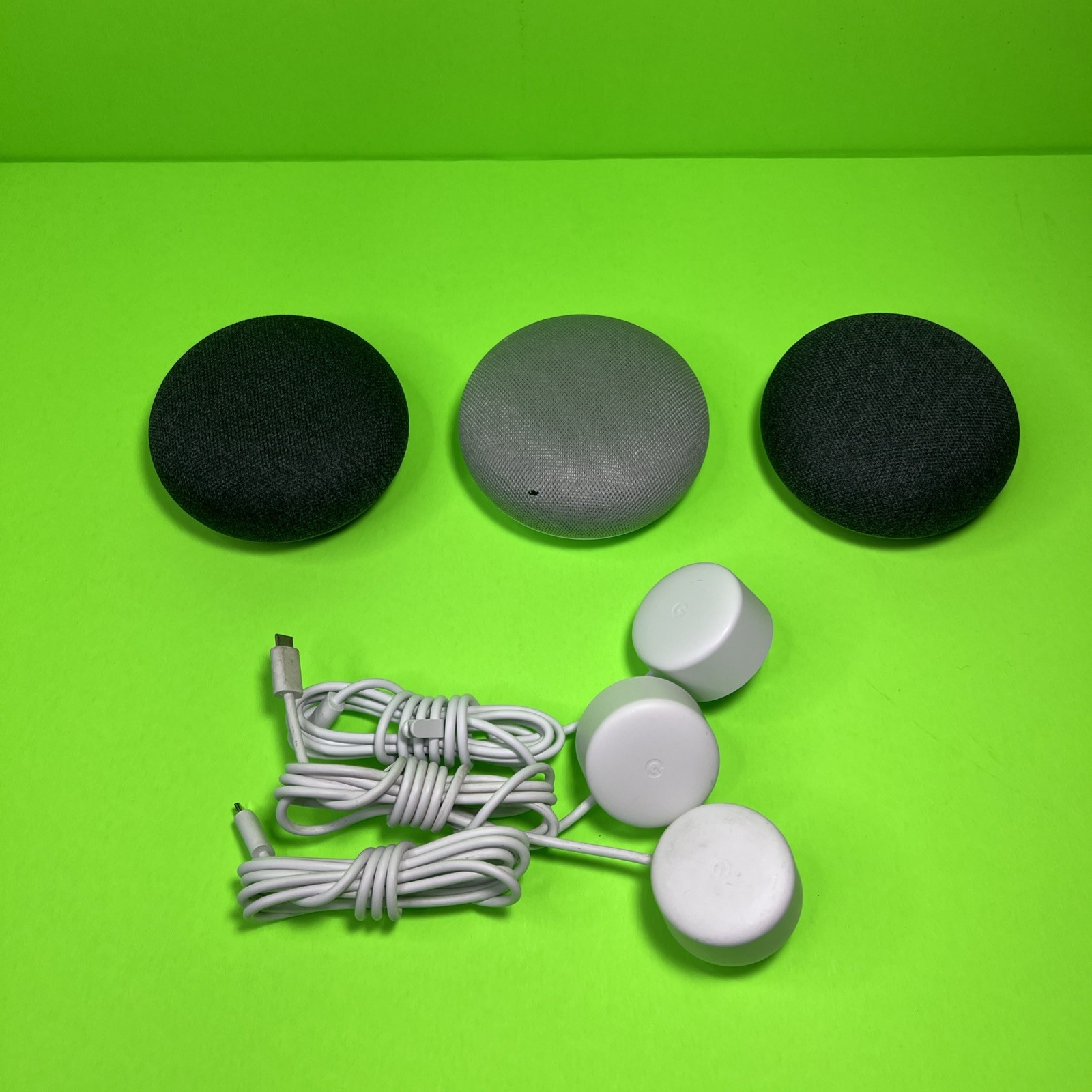3 Google Home Mini Smart Speakers ( HOA ) Black/ Grey- SAME DAY SHIP -WARRANTY