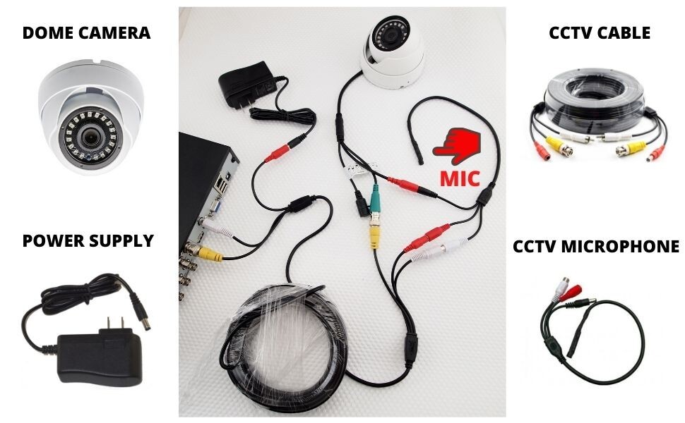 1080P HD Dome Camera with CCTV Microphone Video and Audio Surveillance