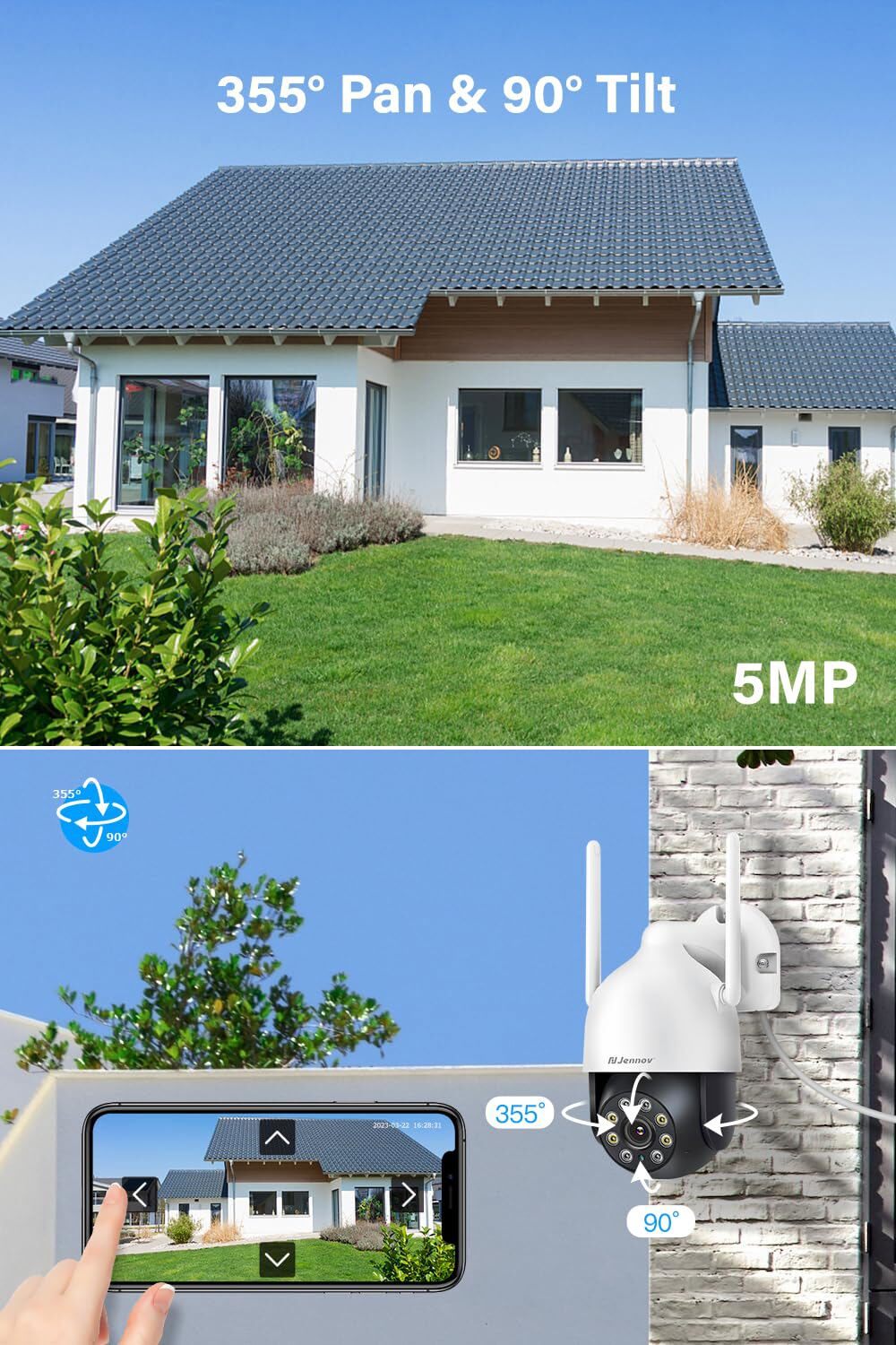 JENNOV 5MP PTZ Security Camera 2.4/5G WiFi Color Night Vision Outdoor Camera