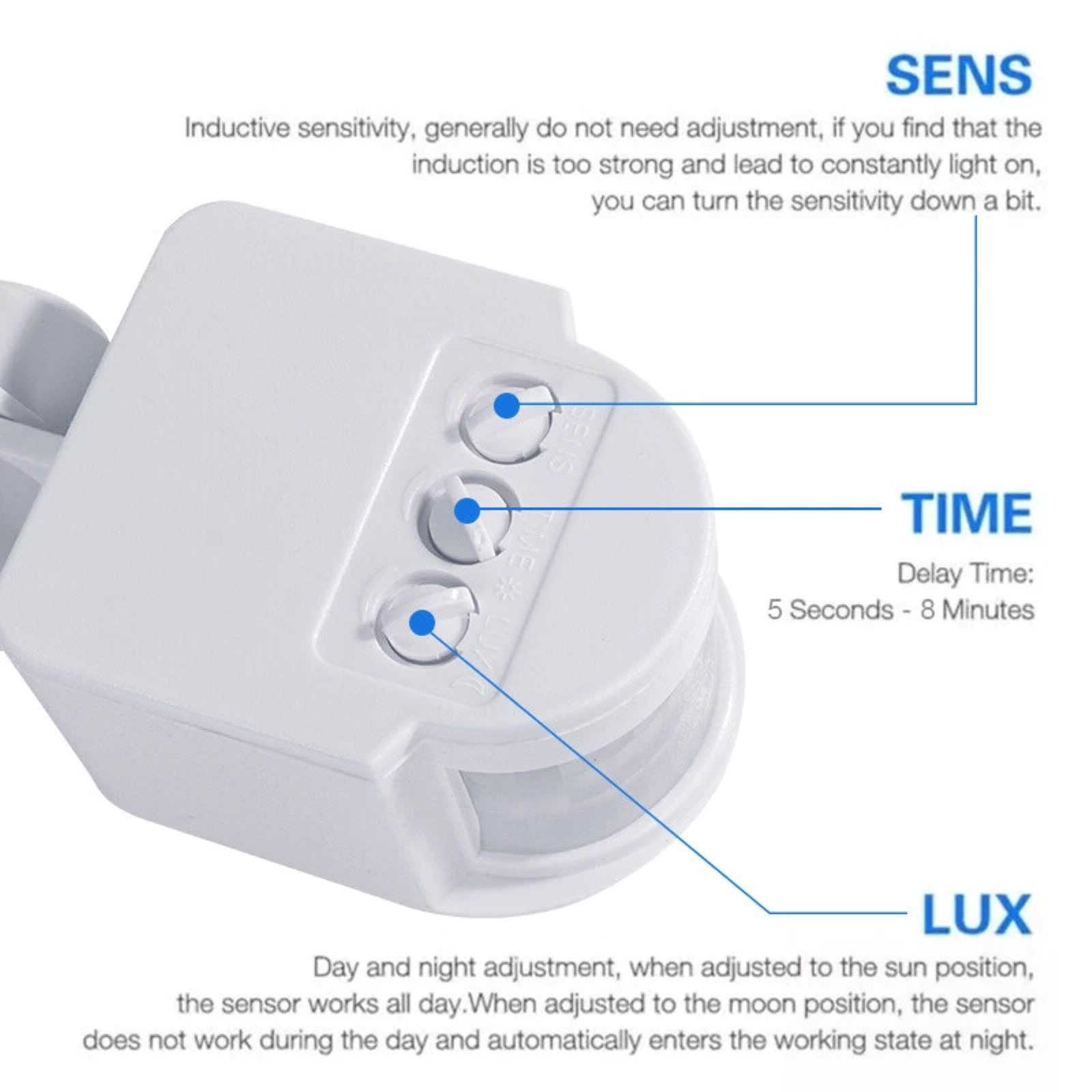 2pcs PIR Motion Sensor Switch Wall Light Switch Fit 16mm Thread Diameter