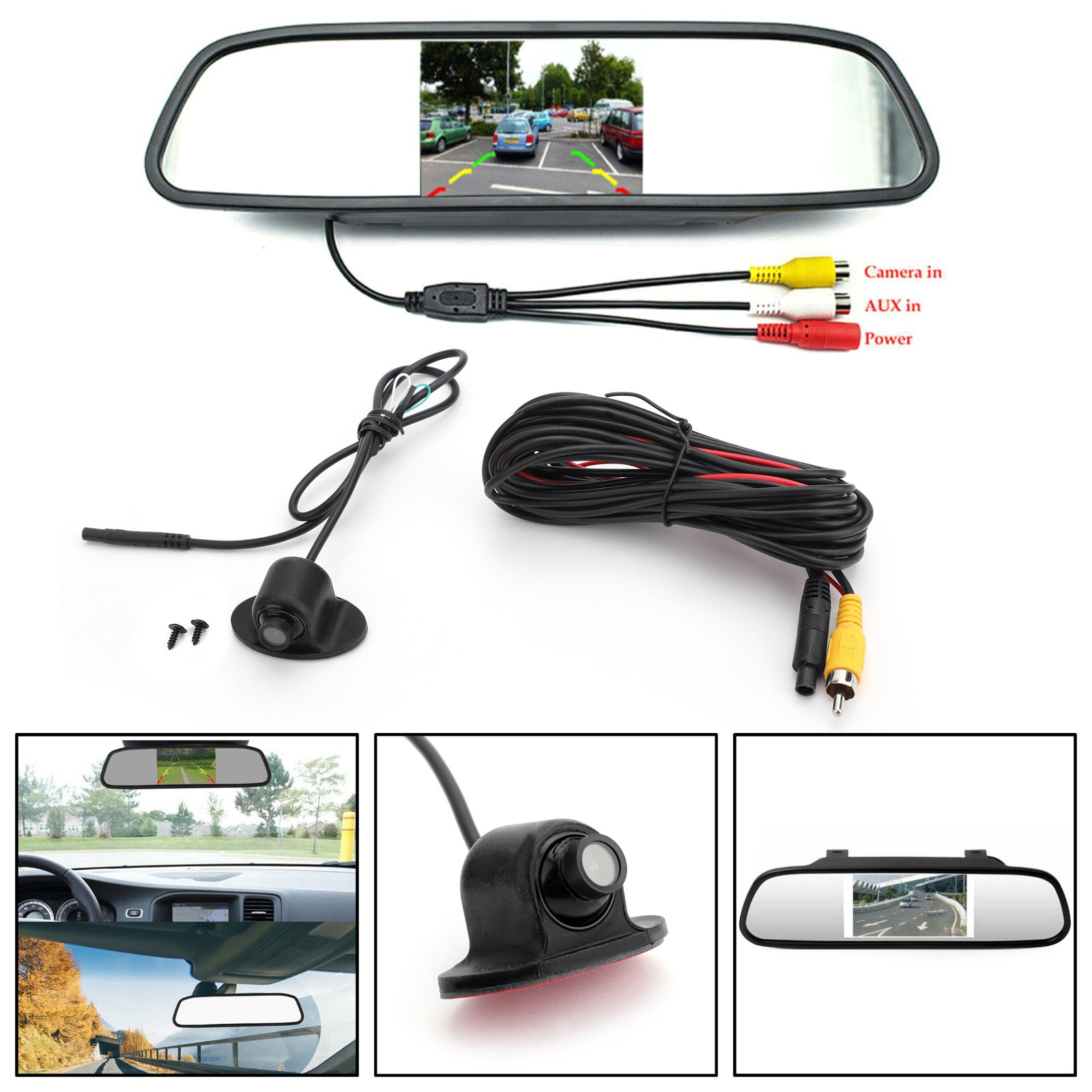 Side View 360° Car Rear View Parking Camera + TFT-LCD Color 4.3″ Monitor Kit